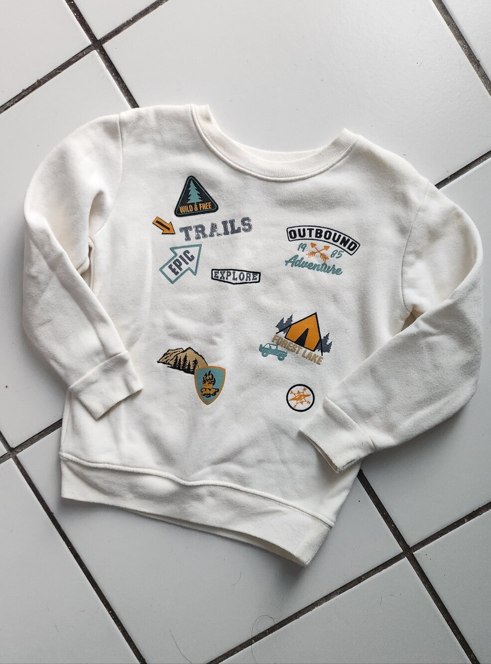 Kids Cream Adventure Graphic Sweatshirt